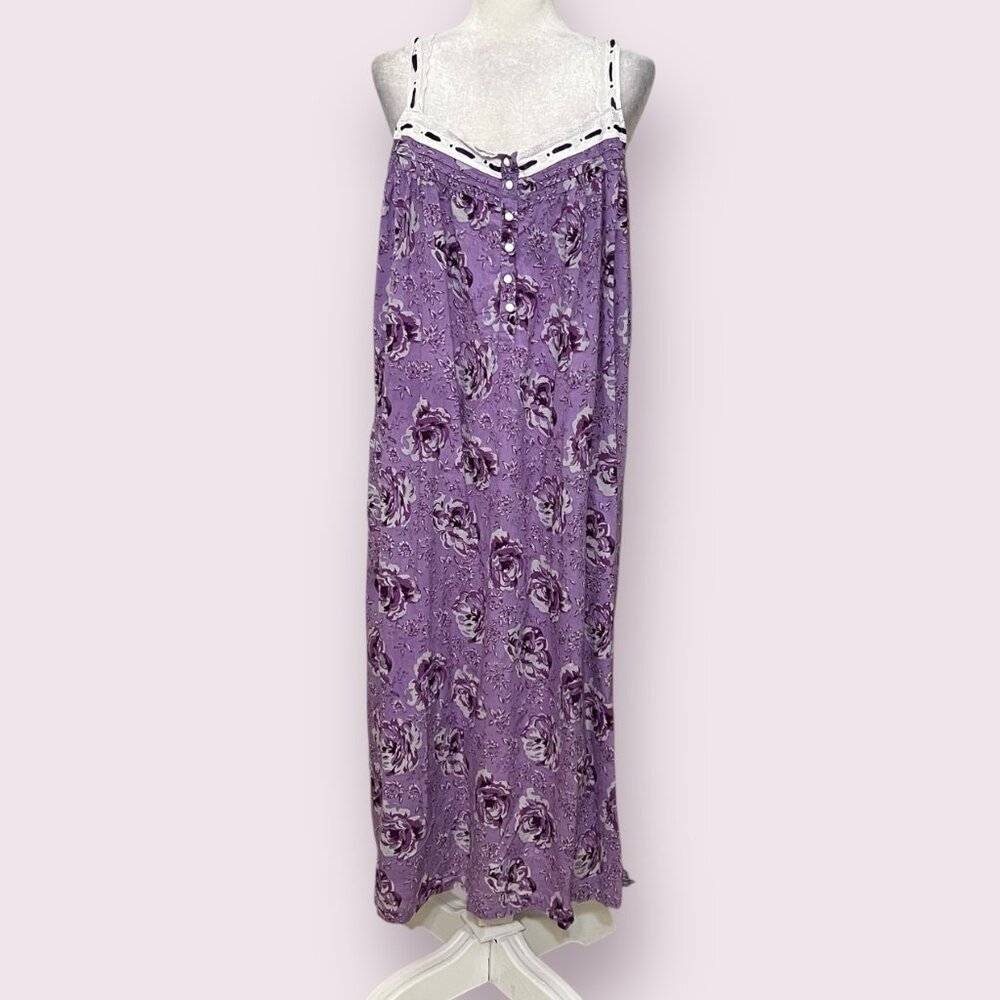 Only Necessities Women's Sleepwear Purple Floral Dress Sleeveless Size 14/16 - Picture 1 of 9